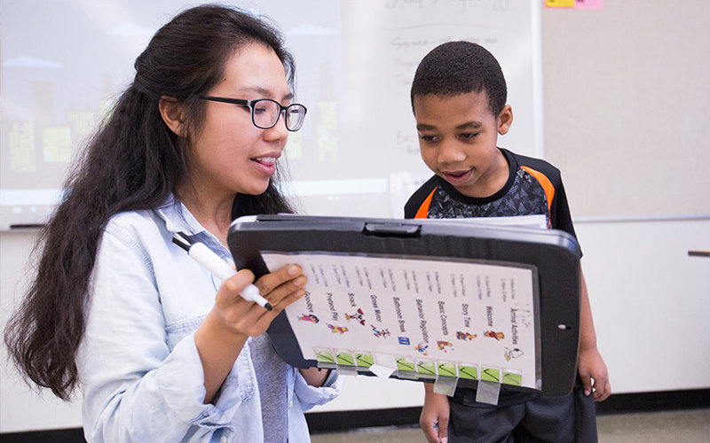 Student with a child