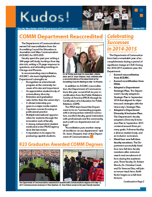 Cover of Fall 2015 Communique Newsletter