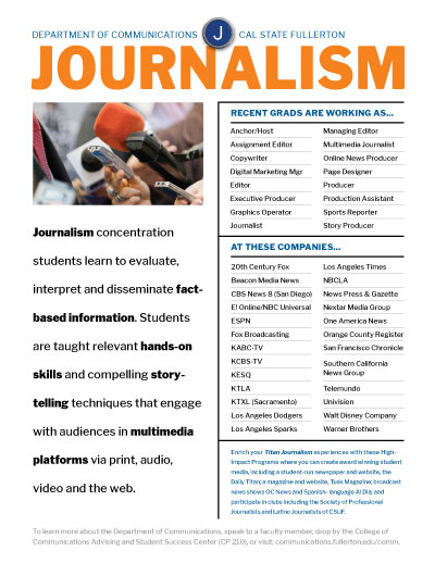 Click to download an Journalism Concentration flyer
