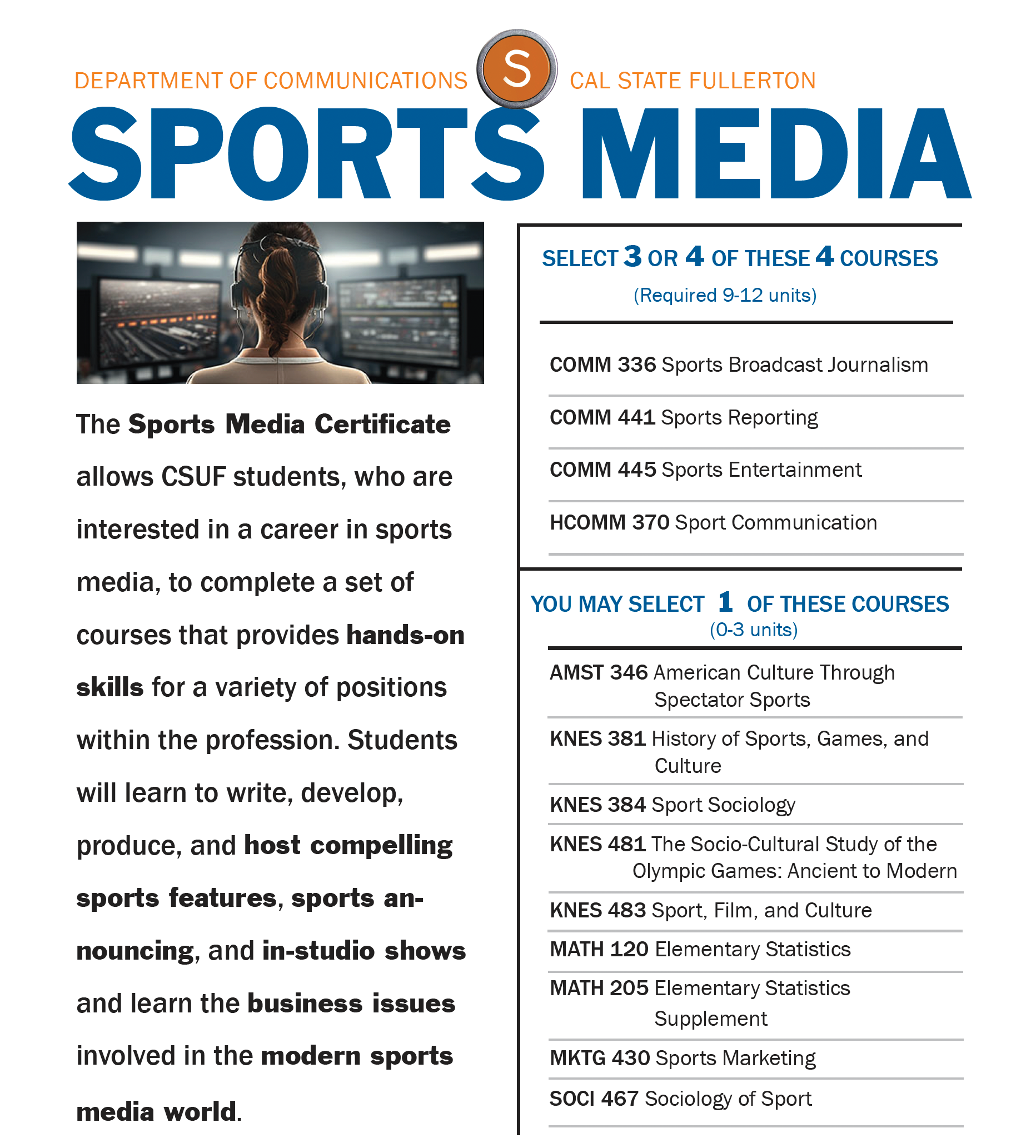 Click to download a Sports Media Certificate flyer