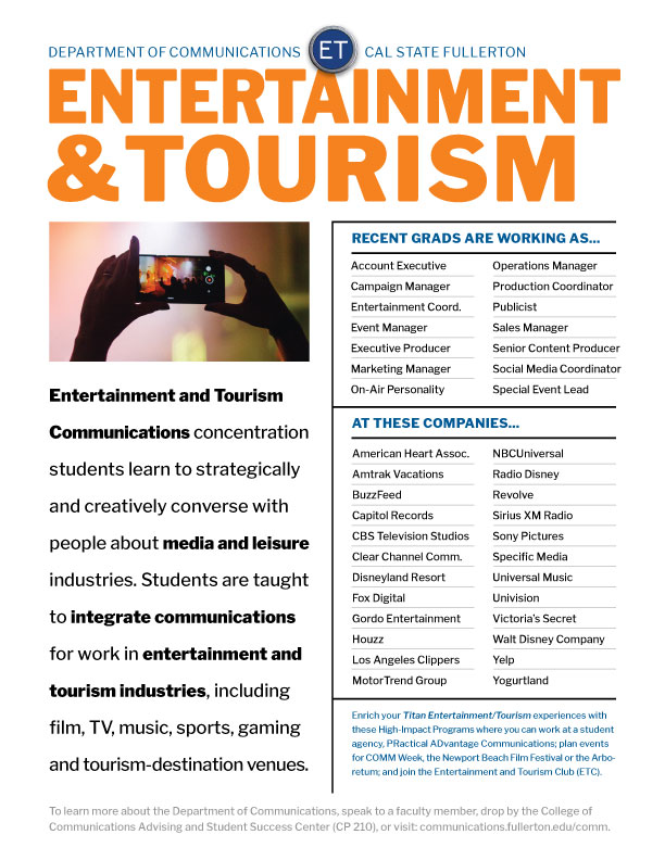 Click to download an Entertainment and Tourism Concentration flyer
