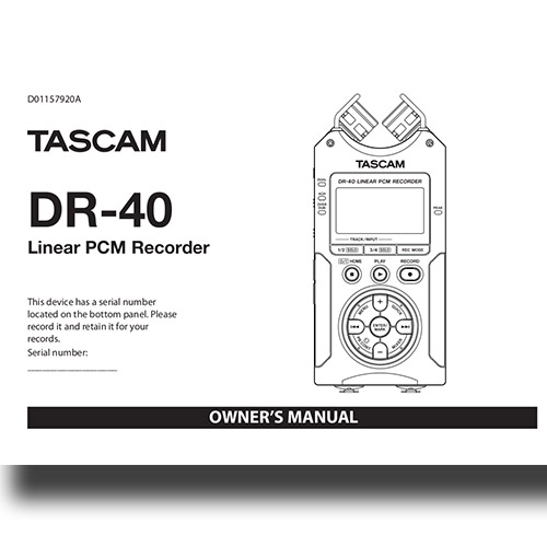 Tascam DR-40 Manual